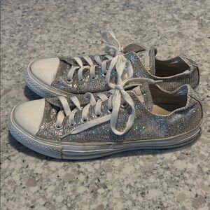 Converse All Star Silver Glitter Shoes. Mens Sz 7